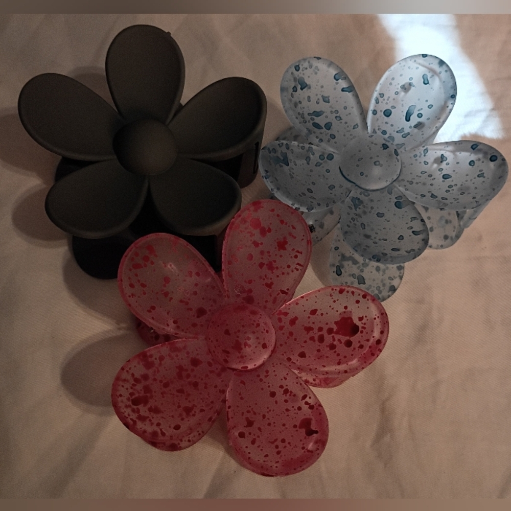 3 Pc Fashionable Flower Hair Claw Clip for Women & Girls With Thick Hair